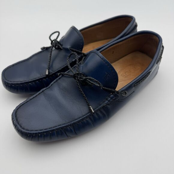 Tod\'s Calf Gommino Driving Shoes Loafers Men\'s Navy Blue Size 7 Bow Tie Italy main image 5